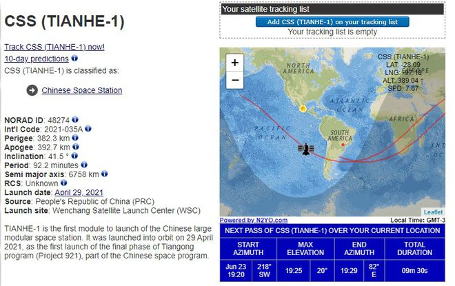 Aprenda sobre la ubicación de la estación espacial china y cómo observarla en el cielo nocturno